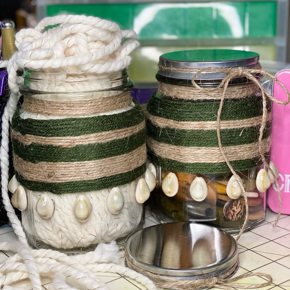 2 (a set) Decorative Glass Storage Jars